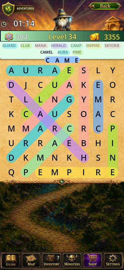 Findora Word Search adventure puzzle