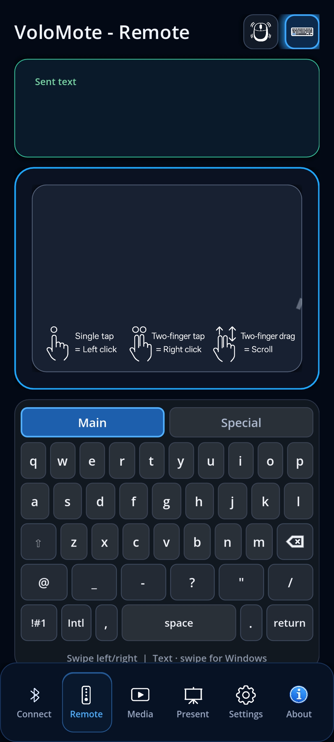 VoloMote app screenshot 2